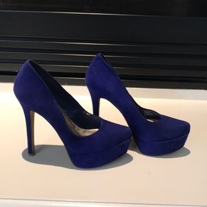 Jessica Simpson blue suede platform heels